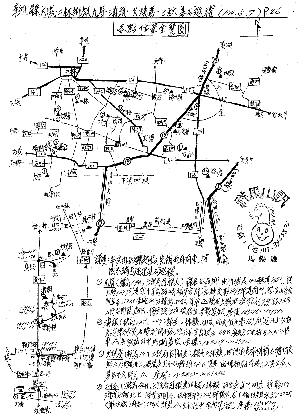 26彰化县大城,二林乡镇尤厝,沟头,火烧厝,二林基石巡礼 > 祥马地图集